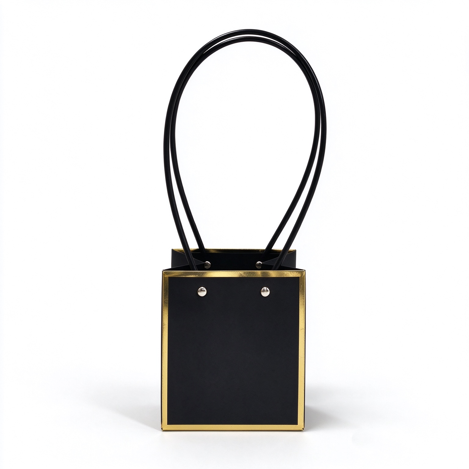 TR-SQ-10510513-BLAGO01 Torebka na kwiaty | 10 szt. | czarno-złota | 10.5x10.5x13cm | prostokątna - obrazek 1