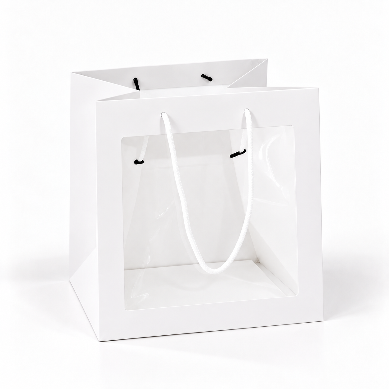 TR-WINDOW-313131-WHITE Torba na kwiaty z okienkiem | 10 szt. | 31x31x31 cm | prostokątna | biała - obrazek 1